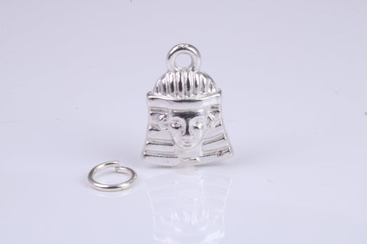 Pharaoh Charm, Traditional Charm, Made from Solid 925 Grade Sterling Silver, Complete with Attachment Link