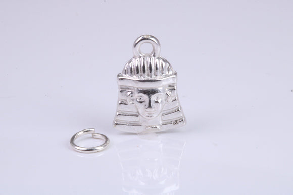 Pharaoh Charm, Traditional Charm, Made from Solid 925 Grade Sterling Silver, Complete with Attachment Link
