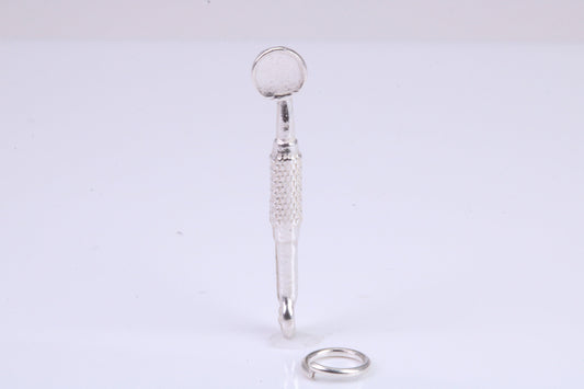 Dental Mirror Charm, Traditional Charm, Made from Solid 925 Grade Sterling Silver, Complete with Attachment Link