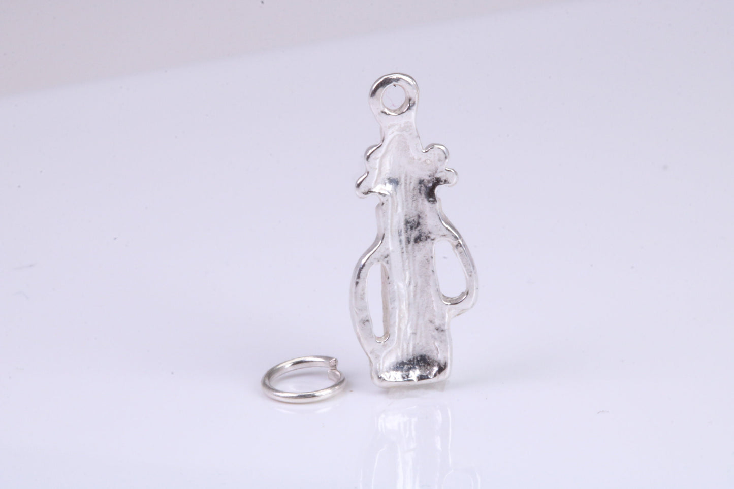 Golf Bag Charm, Traditional Charm, Made from Solid 925 Grade Sterling Silver, Complete with Attachment Link