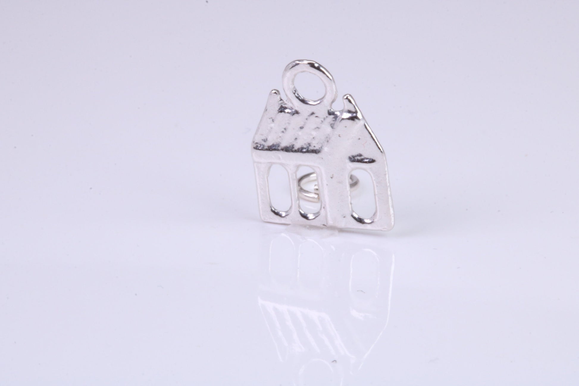 Log Cabin Charm, Traditional Charm, Made from Solid 925 Grade Sterling Silver, Complete with Attachment Link