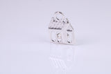 Log Cabin Charm, Traditional Charm, Made from Solid 925 Grade Sterling Silver, Complete with Attachment Link