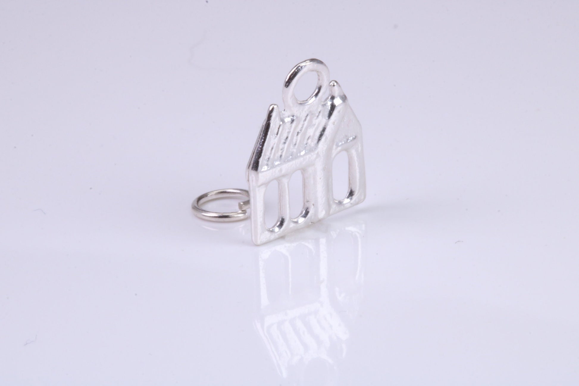 Log Cabin Charm, Traditional Charm, Made from Solid 925 Grade Sterling Silver, Complete with Attachment Link