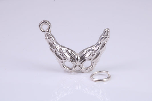 Pantomime Mask Charm, Traditional Charm, Made from Solid 925 Grade Sterling Silver, Complete with Attachment Link