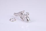 Pistol Charm, Traditional Charm, Made from Solid 925 Grade Sterling Silver, Complete with Attachment Link