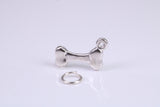Dog Bone Charm, Made from Solid Cast Silver, Complete with Attachment Link