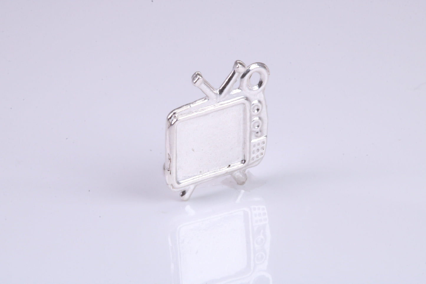 Vintage Television Charm, Traditional Charm, Made from Solid 925 Grade Sterling Silver, Complete with Attachment Link