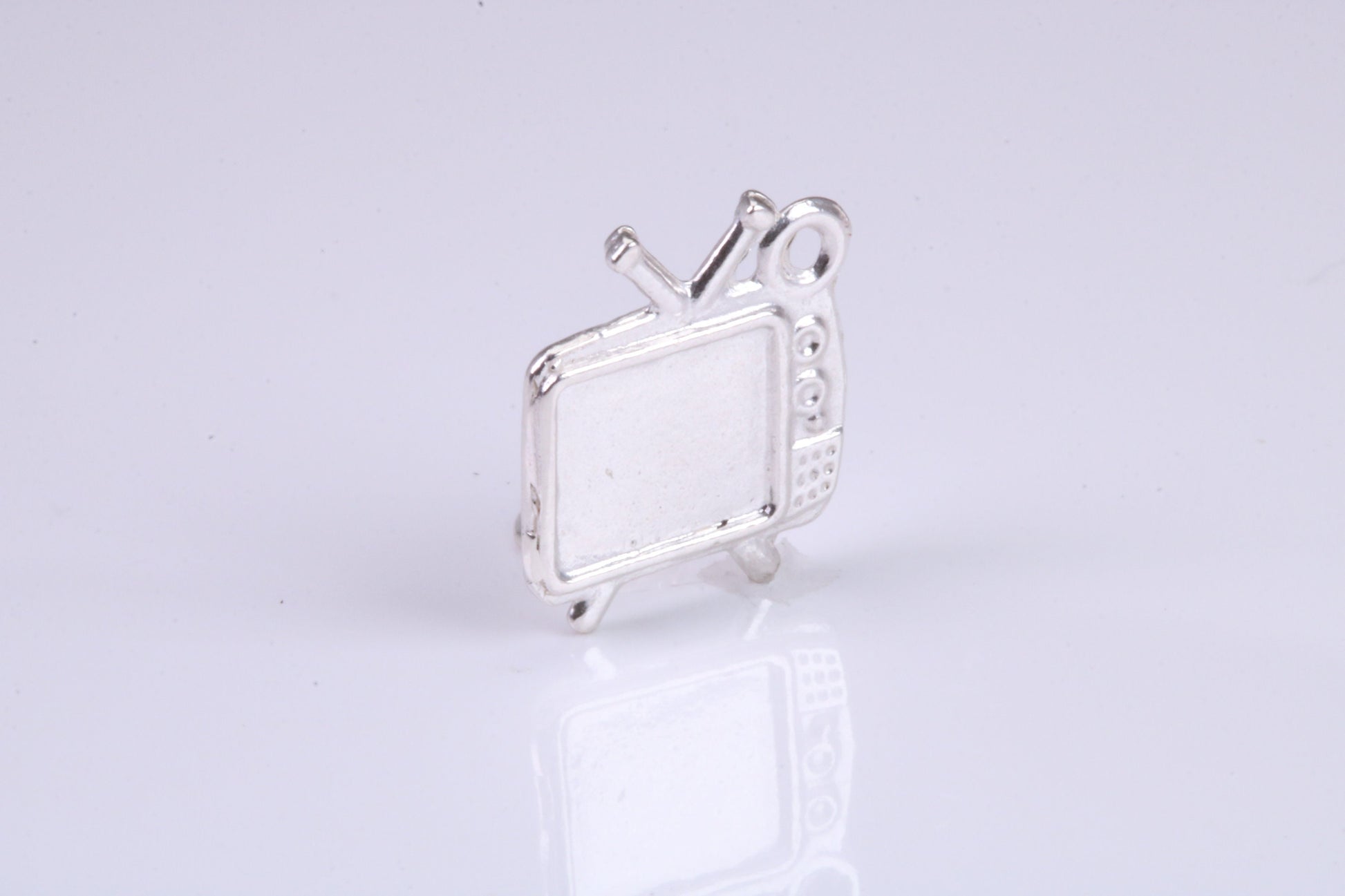 Vintage Television Charm, Traditional Charm, Made from Solid 925 Grade Sterling Silver, Complete with Attachment Link