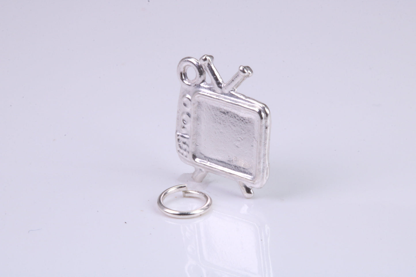 Vintage Television Charm, Traditional Charm, Made from Solid 925 Grade Sterling Silver, Complete with Attachment Link