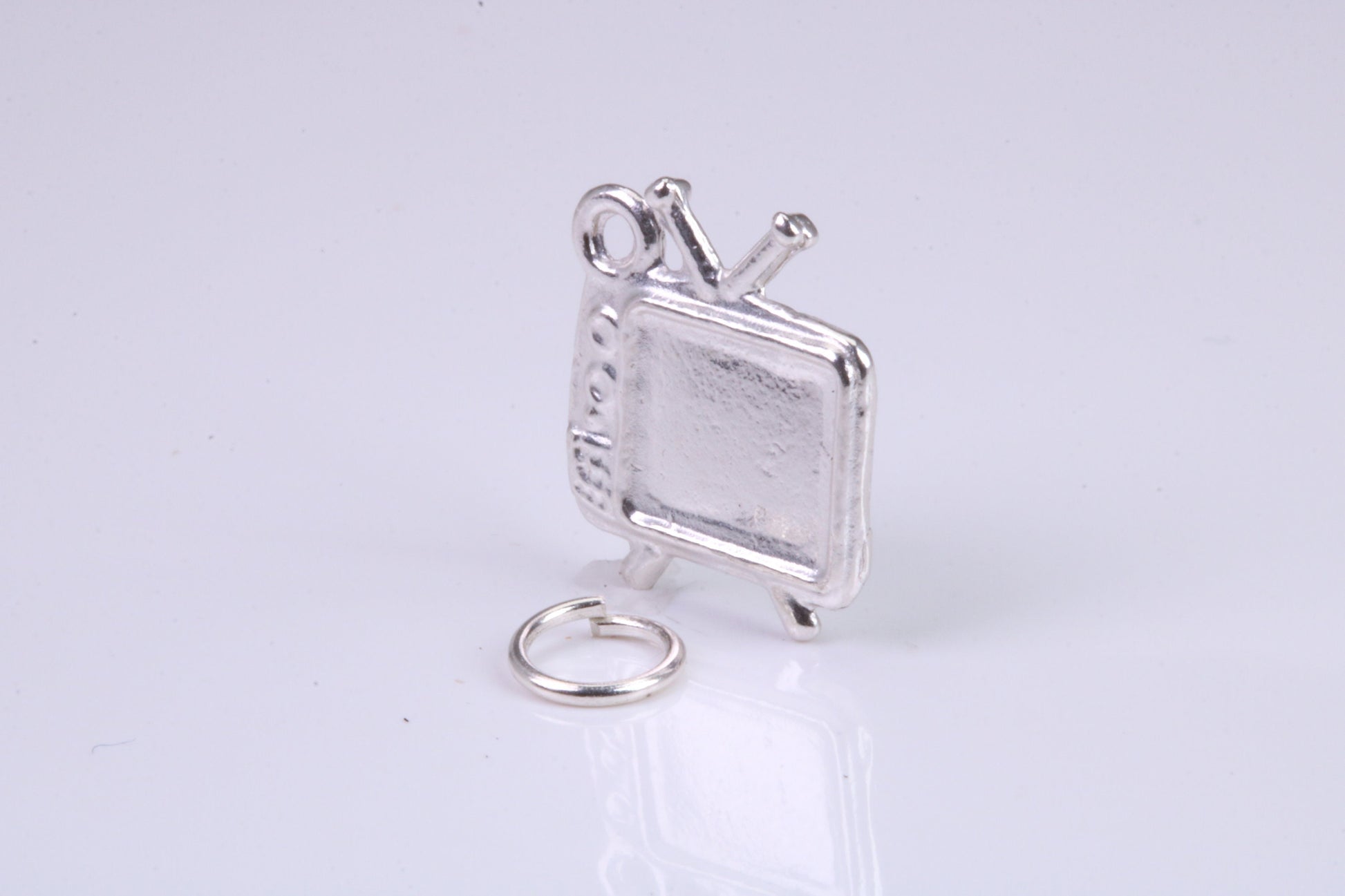 Vintage Television Charm, Traditional Charm, Made from Solid 925 Grade Sterling Silver, Complete with Attachment Link