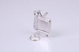 Vintage Television Charm, Traditional Charm, Made from Solid 925 Grade Sterling Silver, Complete with Attachment Link