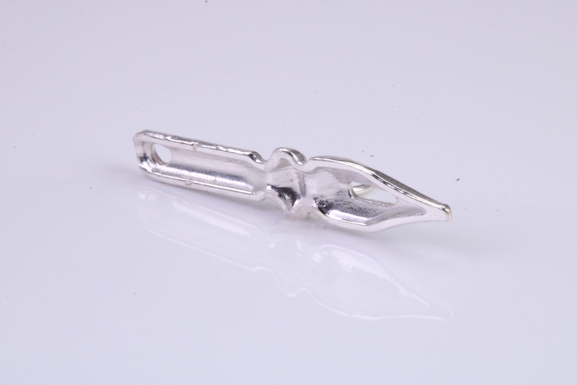 Fountain Pen Nib Charm, Traditional Charm, Made from Solid 925 Grade Sterling Silver, Complete with Attachment Link