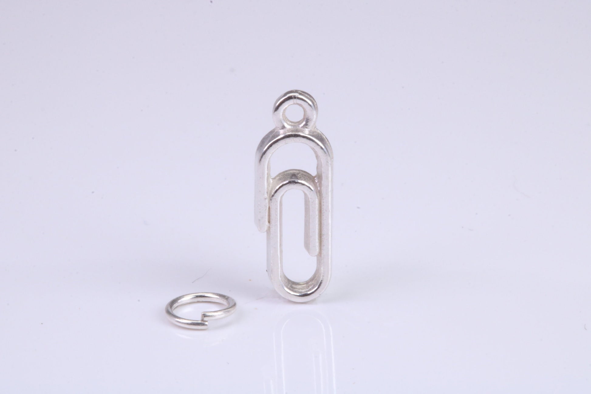 Paperclip Charm, Traditional Charm, Made from Solid 925 Grade Sterling Silver, Complete with Attachment Link