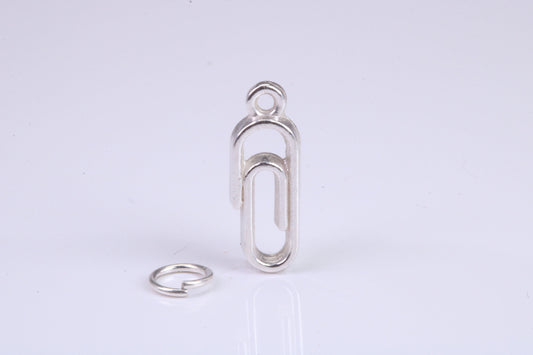 Paperclip Charm, Traditional Charm, Made from Solid 925 Grade Sterling Silver, Complete with Attachment Link