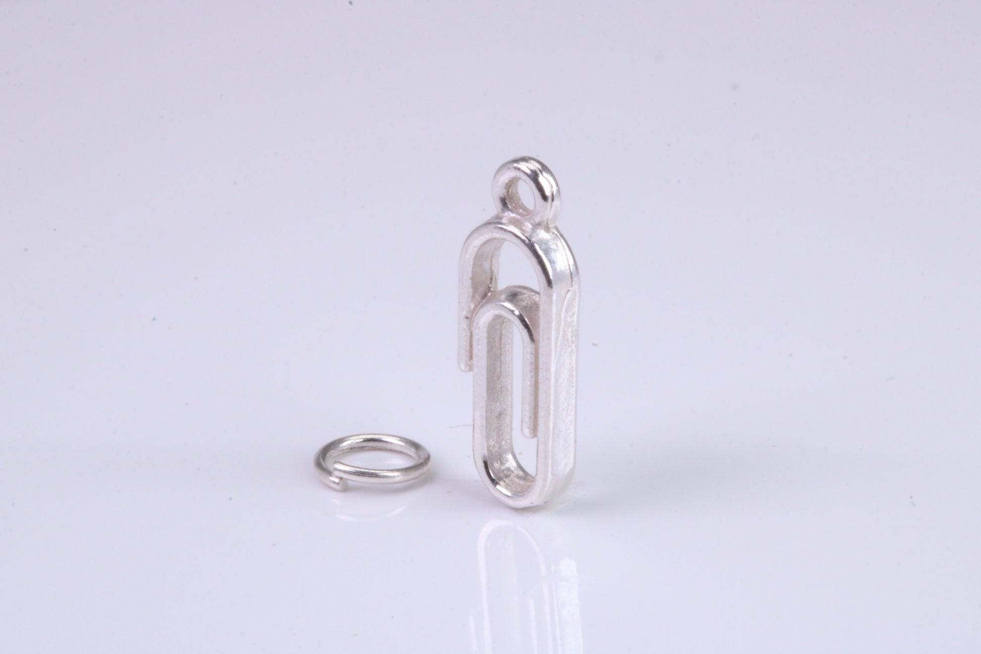 Paperclip Charm, Traditional Charm, Made from Solid 925 Grade Sterling Silver, Complete with Attachment Link