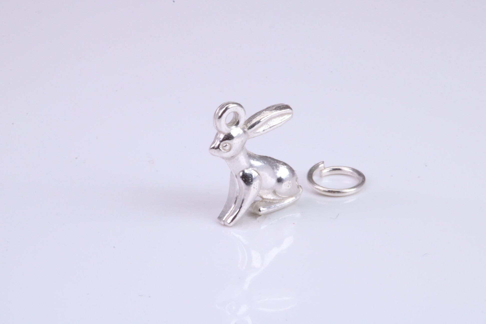 Bunny Rabbit Charm, Traditional Charm, Made from Solid 925 Grade Sterling Silver, Complete with Attachment Link