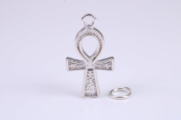 Ankh Cross Charm, Traditional Charm, Made from Solid 925 Grade Sterling Silver, Complete with Attachment Link