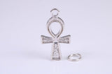 Ankh Cross Charm, Made from Solid Cast Silver
