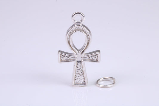 Ankh Cross Charm, Traditional Charm, Made from Solid 925 Grade Sterling Silver, Complete with Attachment Link