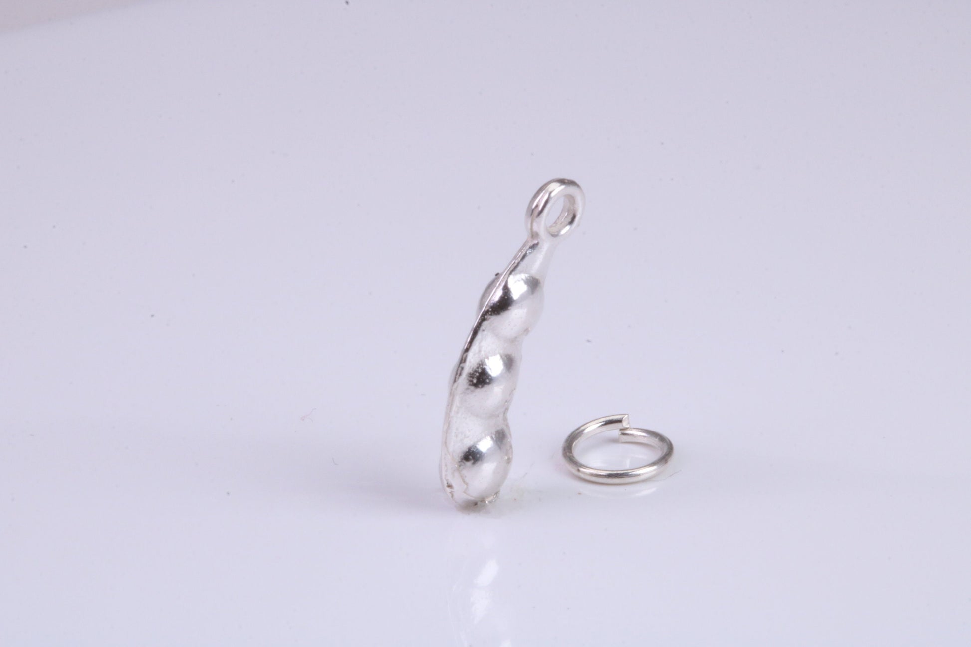 Peapod Charm, Traditional Charm, Made from Solid 925 Grade Sterling Silver, Complete with Attachment Link