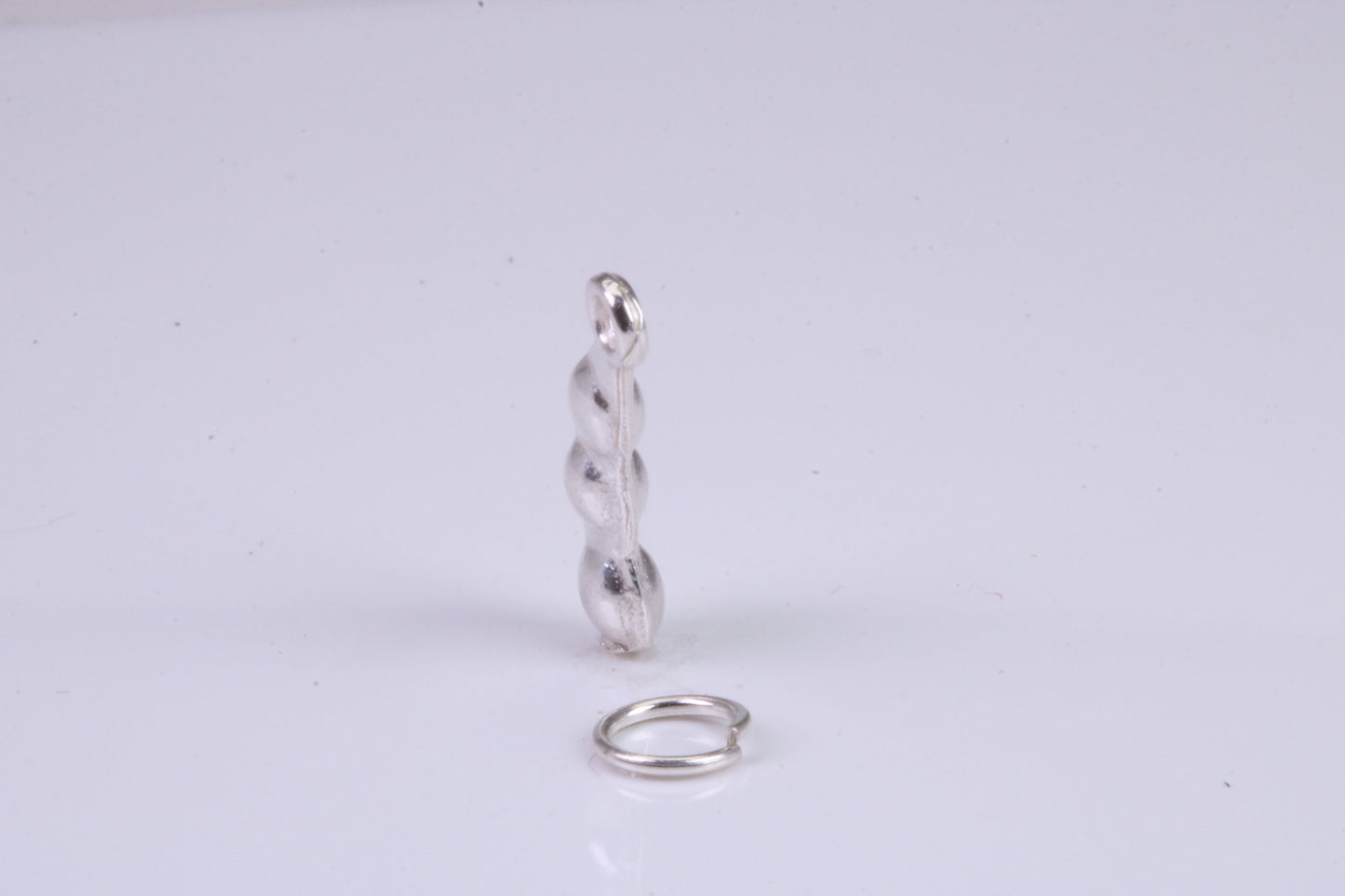 Peapod Charm, Traditional Charm, Made from Solid 925 Grade Sterling Silver, Complete with Attachment Link