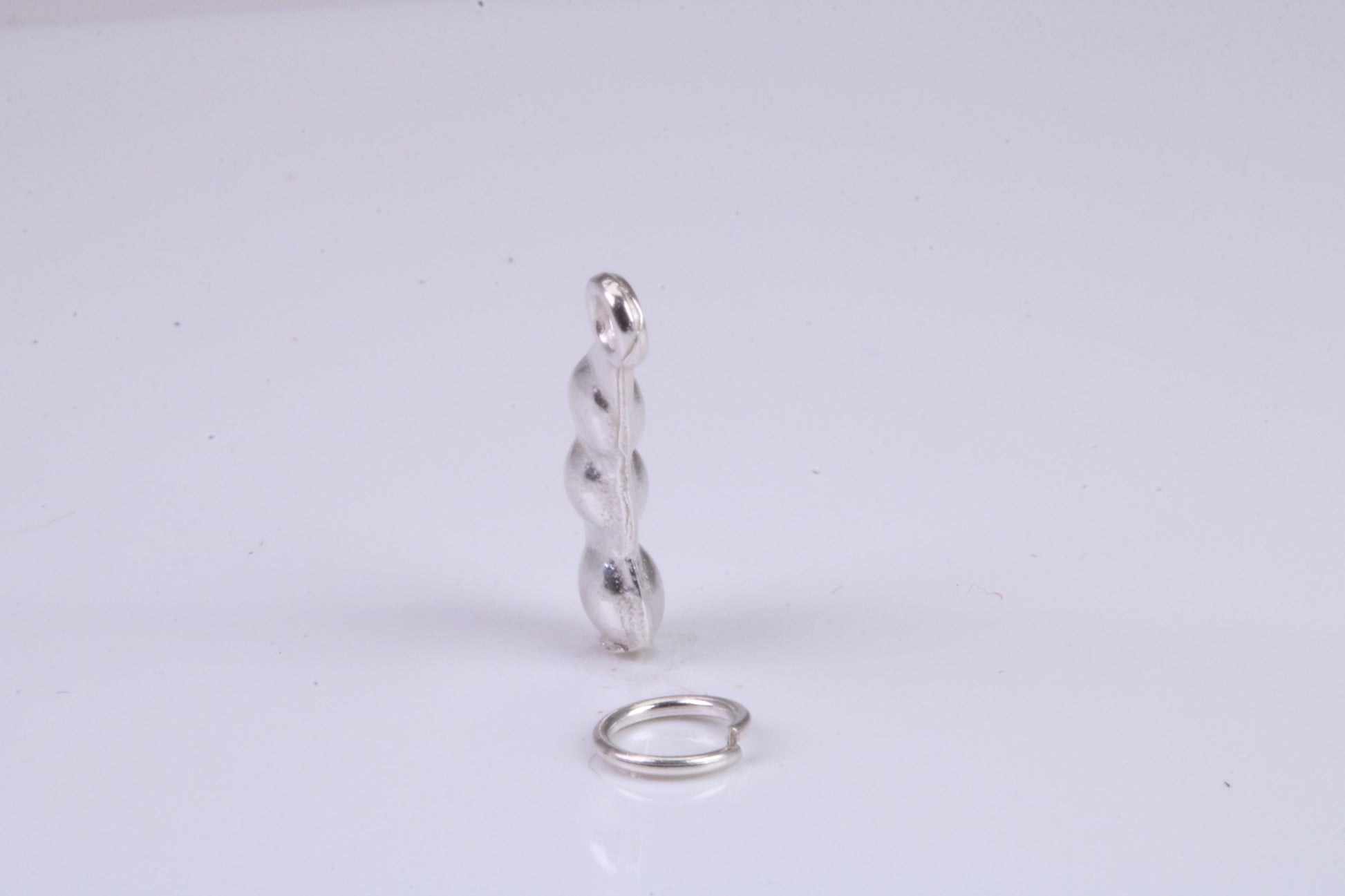 Peapod Charm, Traditional Charm, Made from Solid 925 Grade Sterling Silver, Complete with Attachment Link