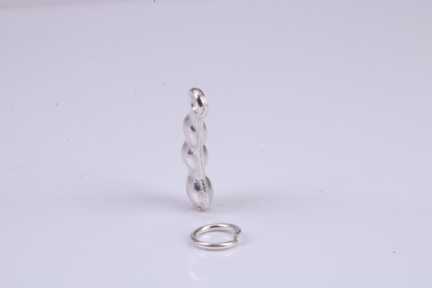 Peapod Charm, Traditional Charm, Made from Solid 925 Grade Sterling Silver, Complete with Attachment Link
