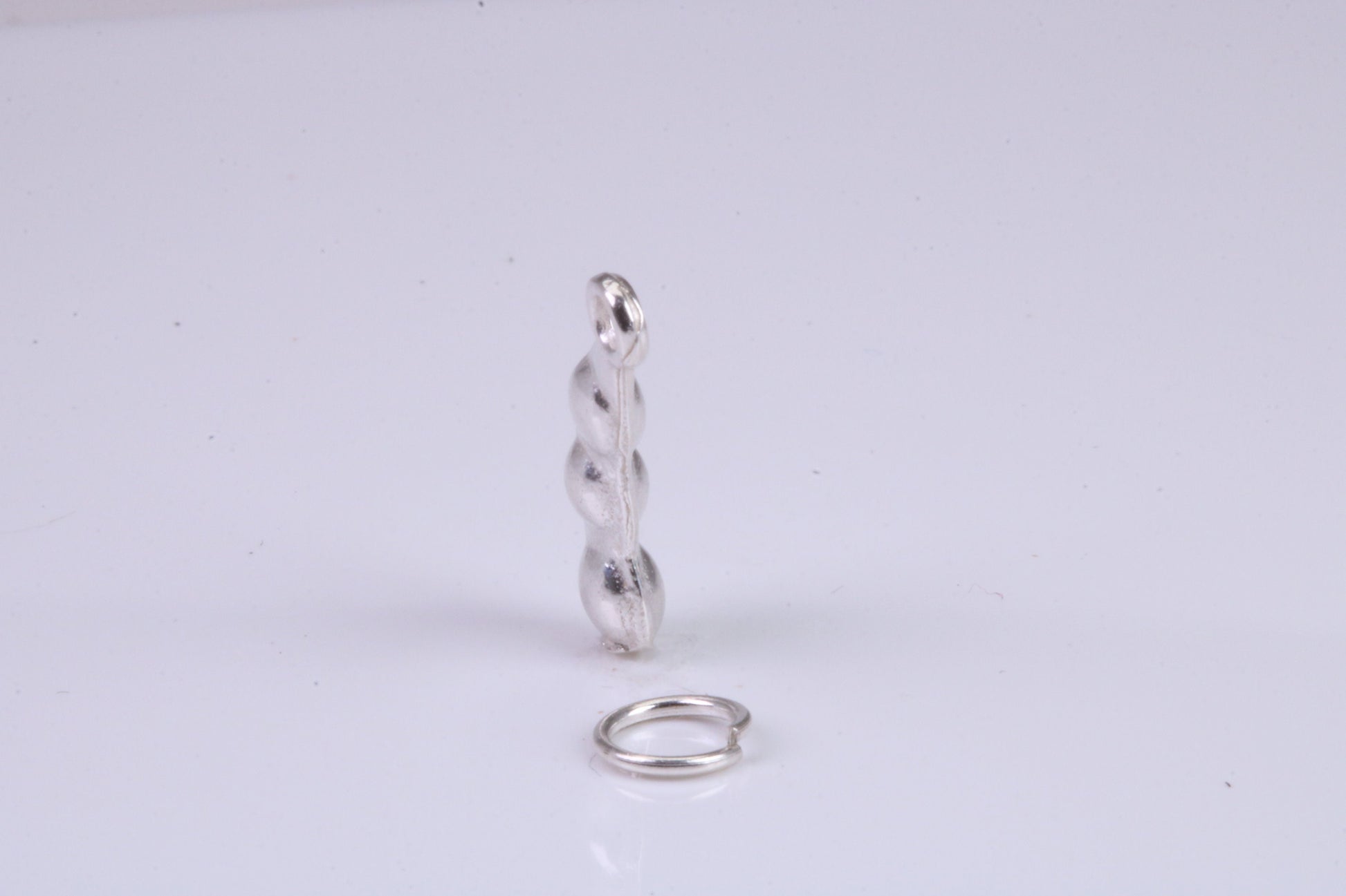 Peapod Charm, Traditional Charm, Made from Solid 925 Grade Sterling Silver, Complete with Attachment Link
