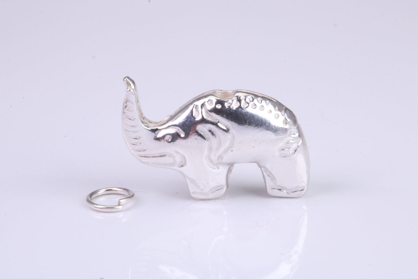 African Elephant Charm, Traditional Charm, Made from Solid 925 Grade Sterling Silver, Complete with Attachment Link