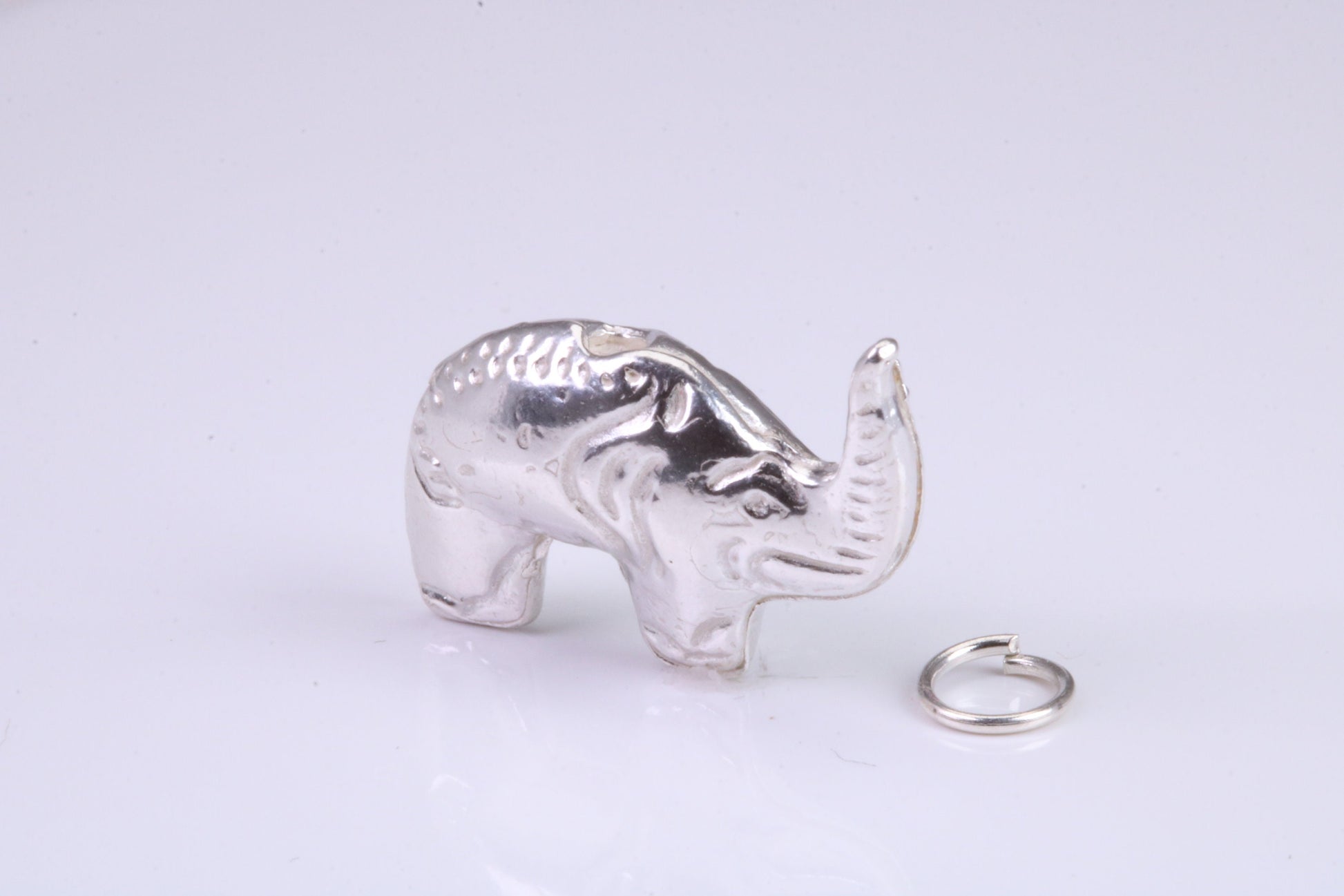 African Elephant Charm, Traditional Charm, Made from Solid 925 Grade Sterling Silver, Complete with Attachment Link