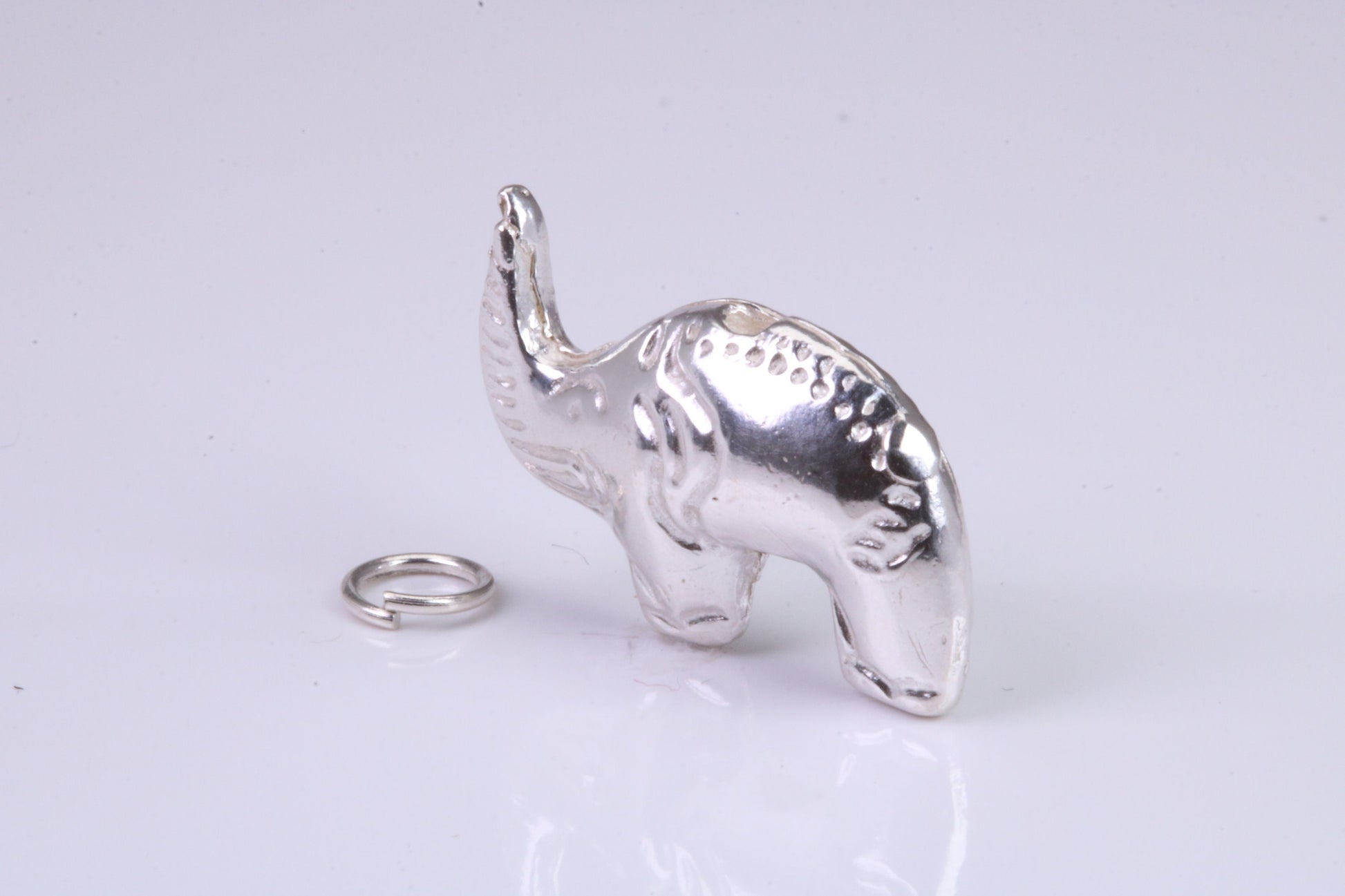 African Elephant Charm, Traditional Charm, Made from Solid 925 Grade Sterling Silver, Complete with Attachment Link