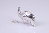 African Elephant Charm, Made from Solid Cast Silver