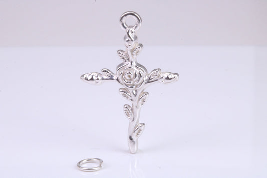 33 mm Long Cross Necklace, made from solid Sterling Silver, With 18 Inch Long Chain