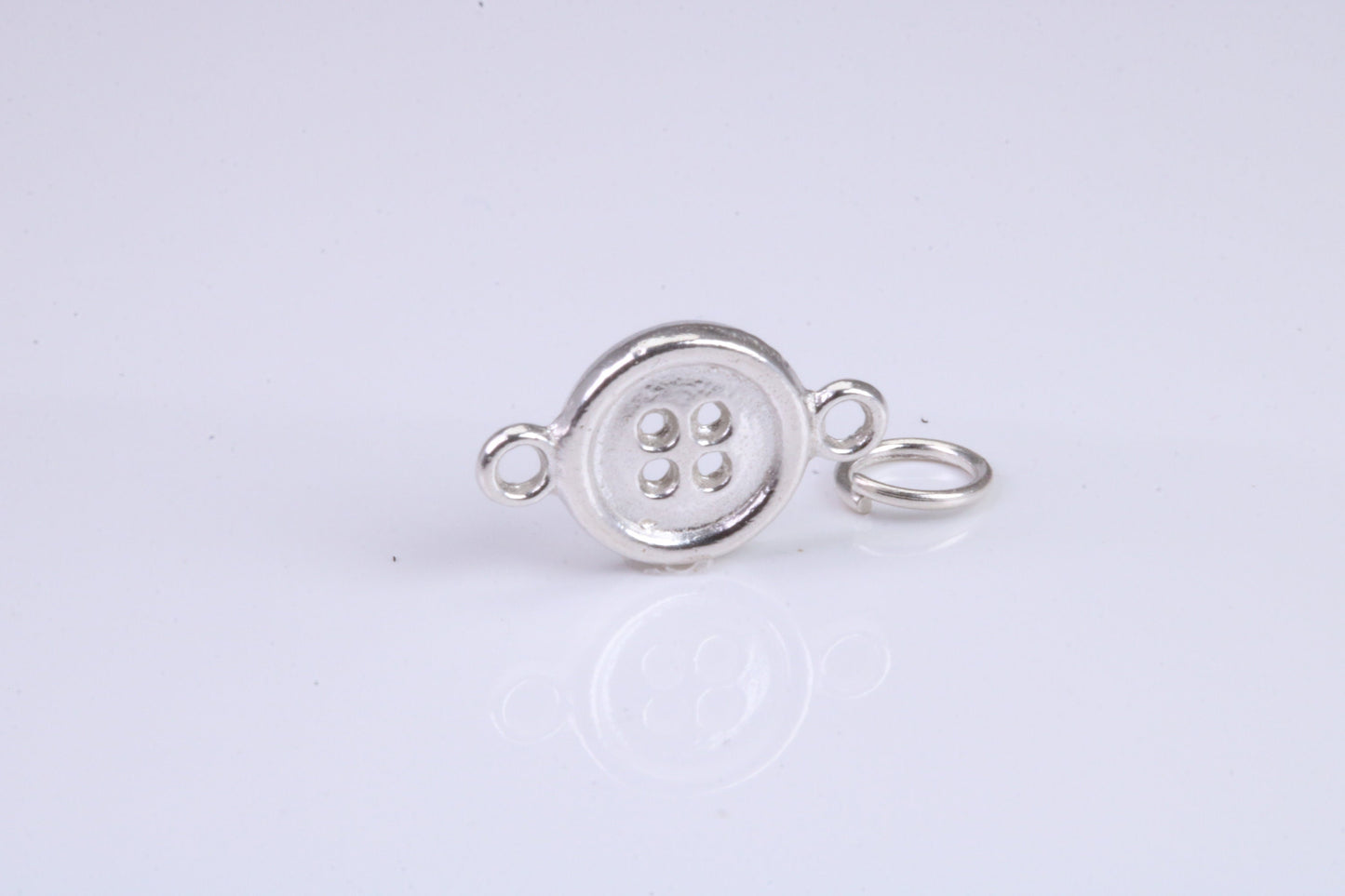 Button Charm, Traditional Charm, Made from Solid 925 Grade Sterling Silver, Complete with Attachment Link