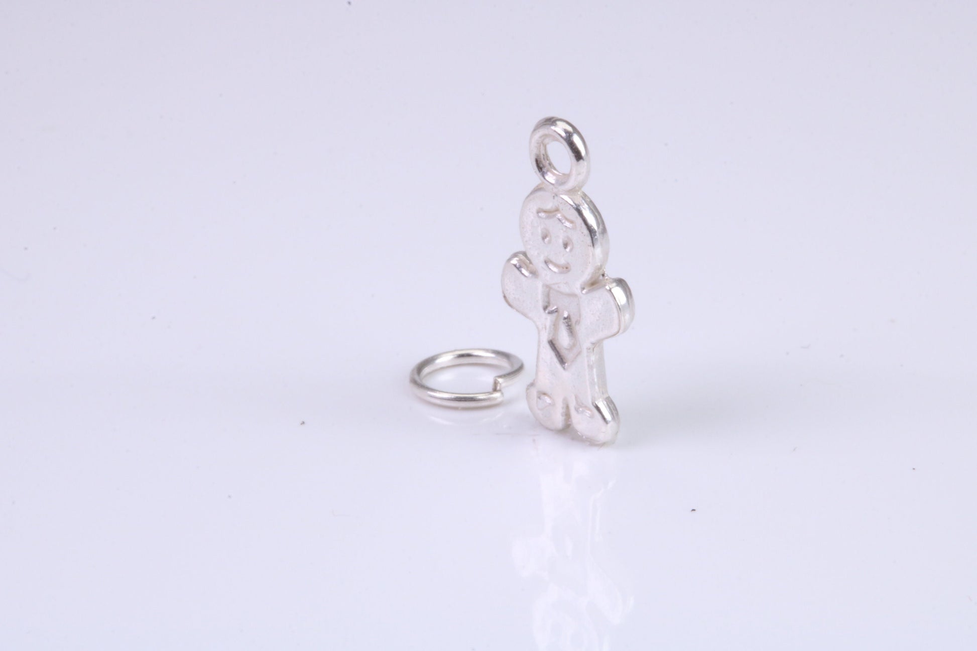 Ginger Bread Man Charm, Traditional Charm, Made from Solid 925 Grade Sterling Silver, Complete with Attachment Link