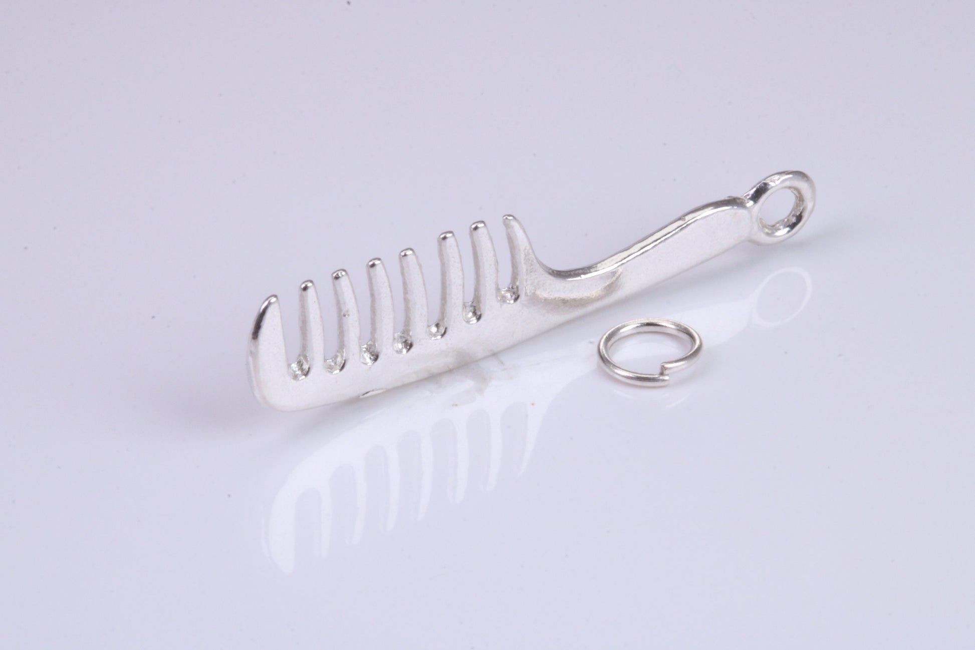 Large Hair Comb Charm, Traditional Charm, Made from Solid 925 Grade Sterling Silver, Complete with Attachment Link