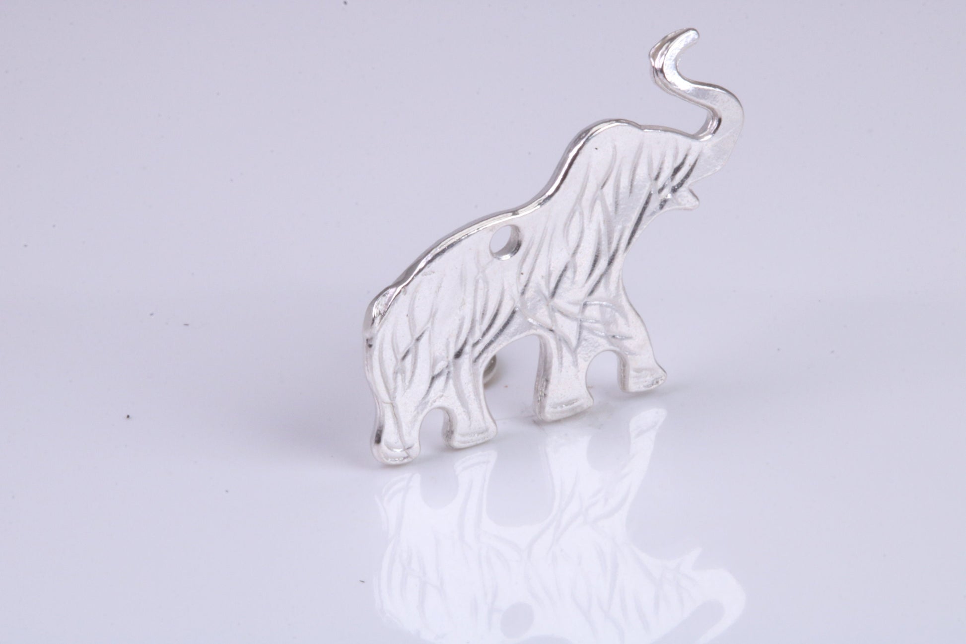 African Elephant Charm, Traditional Charm, Made from Solid 925 Grade Sterling Silver, Complete with Attachment Link