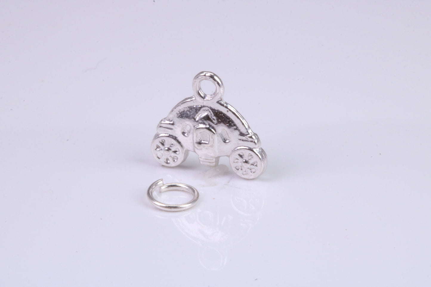 Princess Carriage Charm, Traditional Charm, Made from Solid 925 Grade Sterling Silver, Complete with Attachment Link