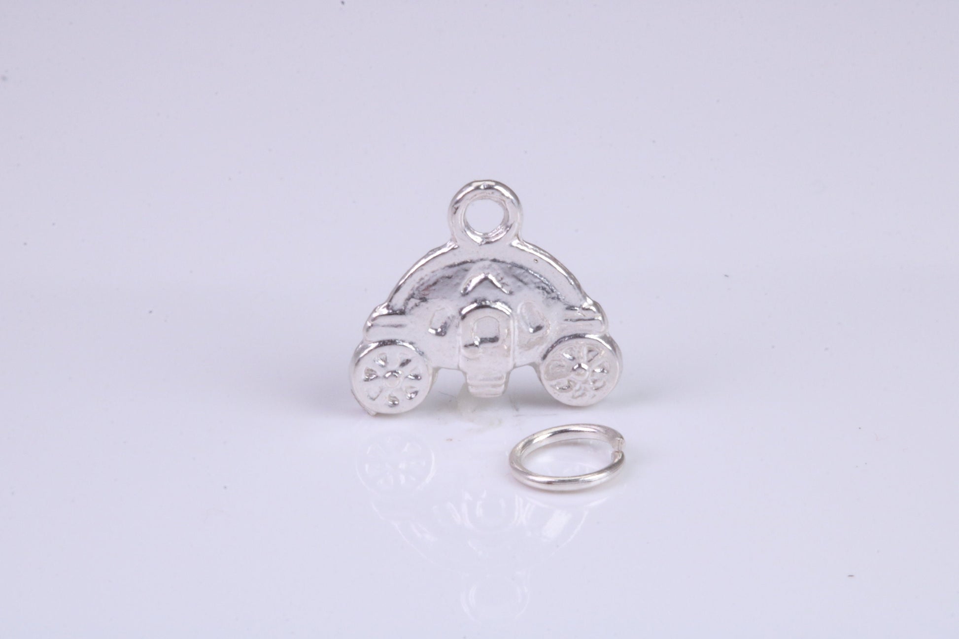 Princess Carriage Charm, Traditional Charm, Made from Solid 925 Grade Sterling Silver, Complete with Attachment Link