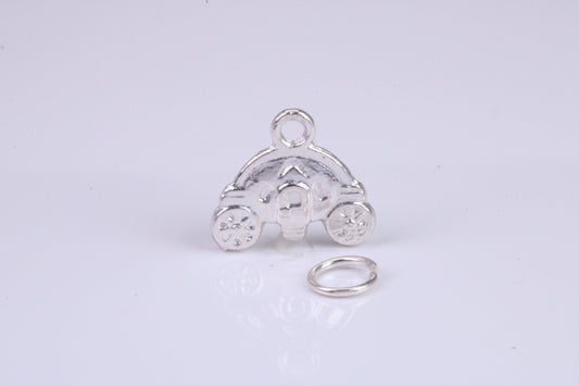 Princess Carriage Charm, Traditional Charm, Made from Solid 925 Grade Sterling Silver, Complete with Attachment Link