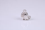 Elephant Charm, Made from Solid Cast Silver, Complete with Attachment Link
