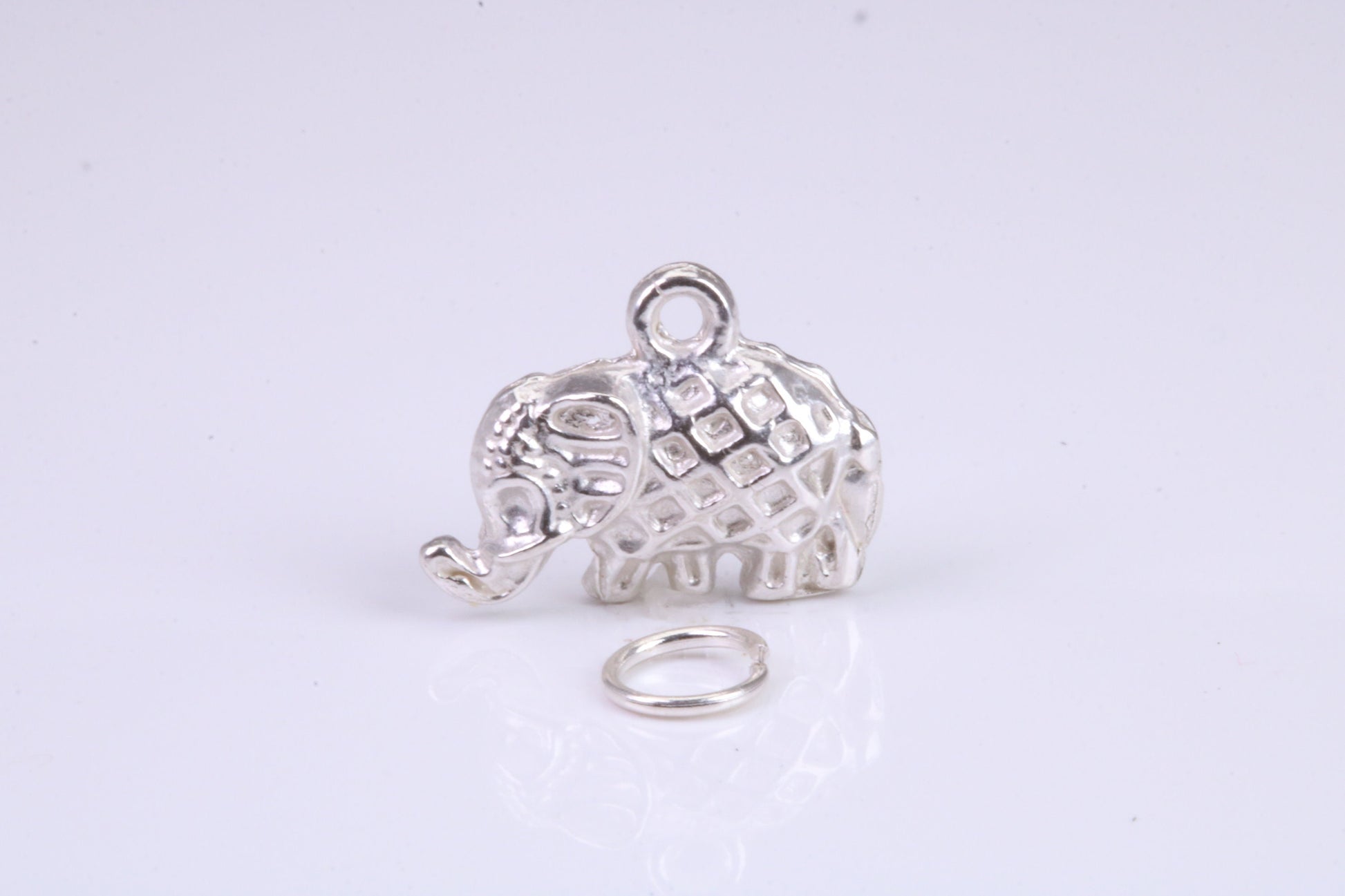 Elephant Charm, Traditional Charm, Made from Solid 925 Grade Sterling Silver, Complete with Attachment Link
