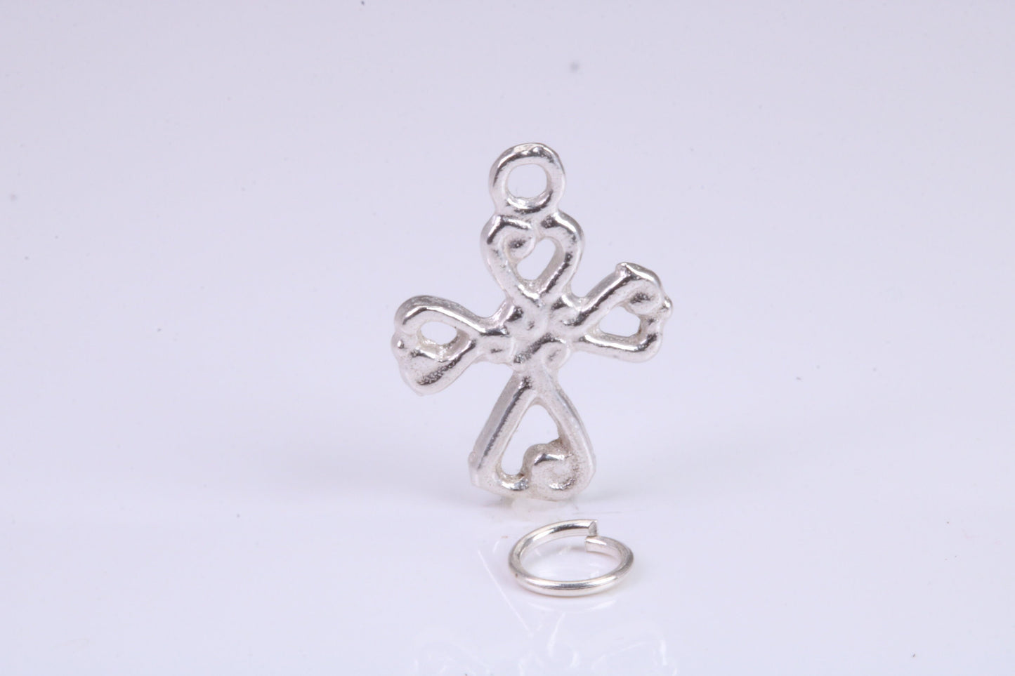 Cross Charm, Traditional Charm, Made from Solid 925 Grade Sterling Silver, Complete with Attachment Link