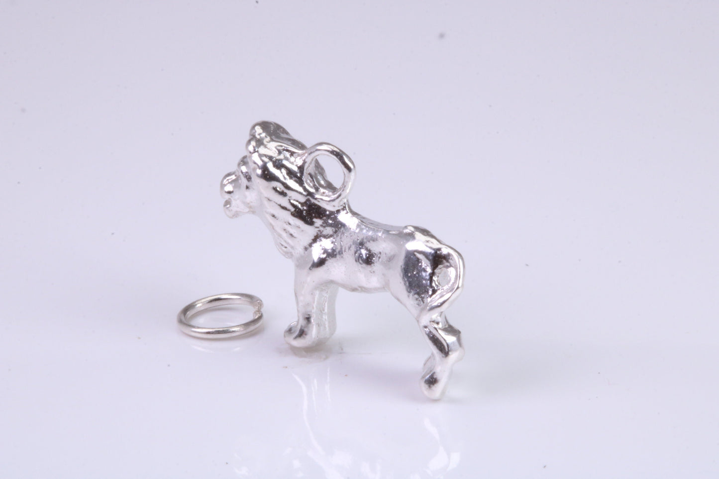 Lion Charm, Traditional Charm, Made from Solid 925 Grade Sterling Silver, Complete with Attachment Link