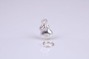 Pear Charm, Traditional Charm, Made from Solid 925 Grade Sterling Silver, Complete with Attachment Link