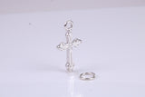 Cross Charm, Made from Solid Cast Silver, Complete with Attachment Link