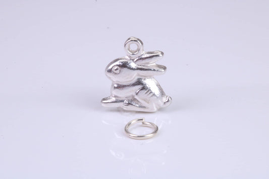 Bunny Rabbit Charm, Traditional Charm, Made from Solid 925 Grade Sterling Silver, Complete with Attachment Link