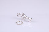 Key Charm, Traditional Charm, Made from Solid 925 Grade Sterling Silver, Complete with Attachment Link