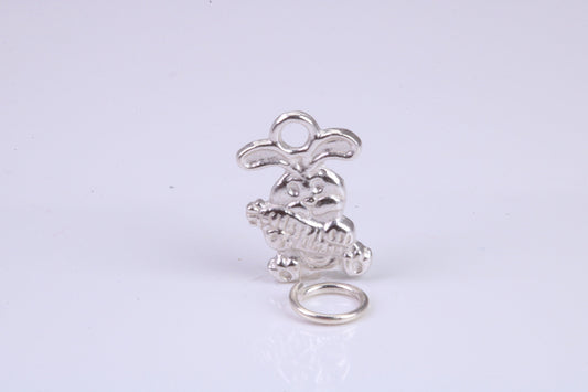 Bunny Rabbit Charm, Traditional Charm, Made from Solid 925 Grade Sterling Silver, Complete with Attachment Link