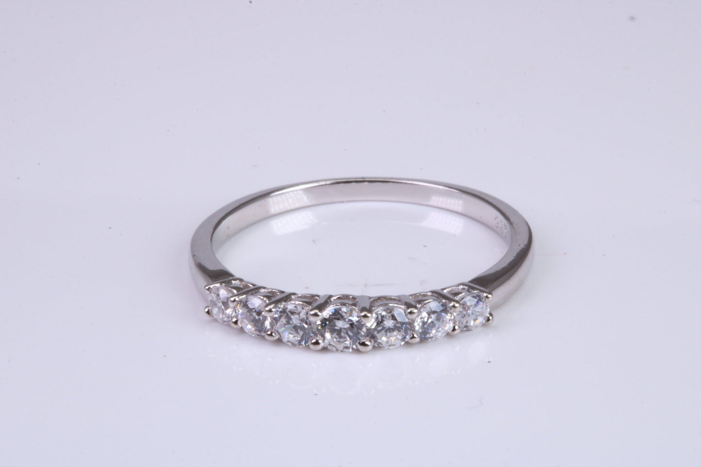 Silver C Z set Platinum and Diamond Look Eternity Ring